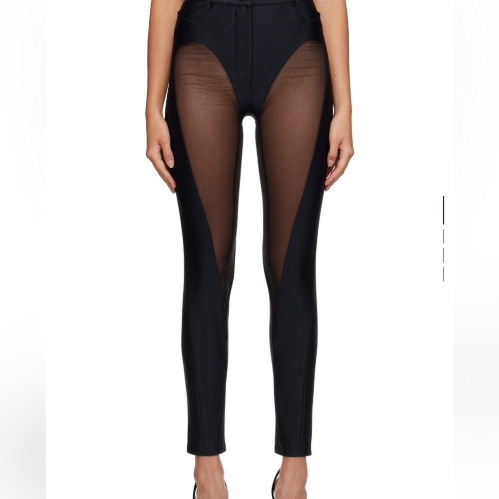 Mugler Black Sheer Detail Leggings